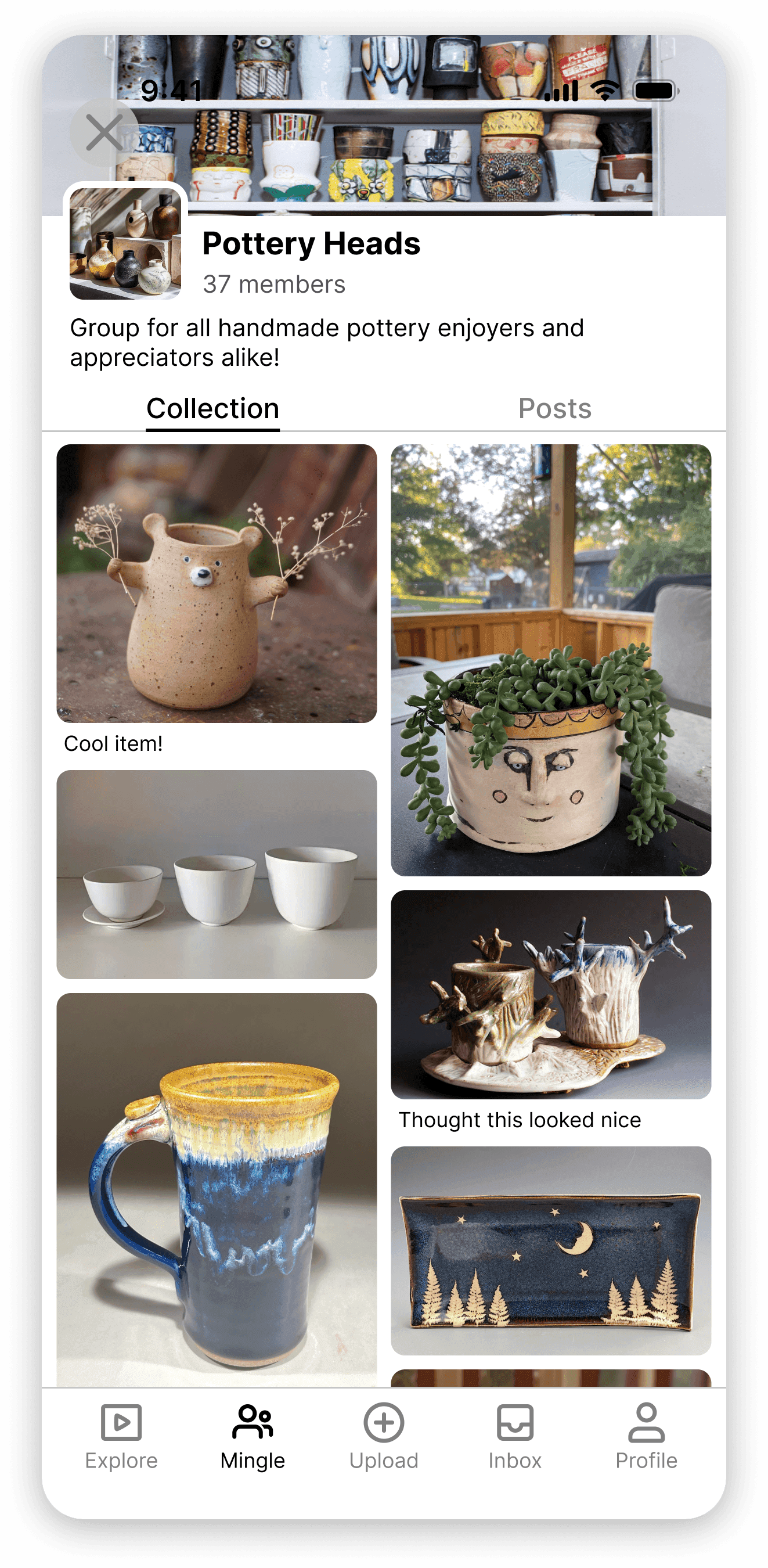 The original Pottery Heads community page with a photo collection