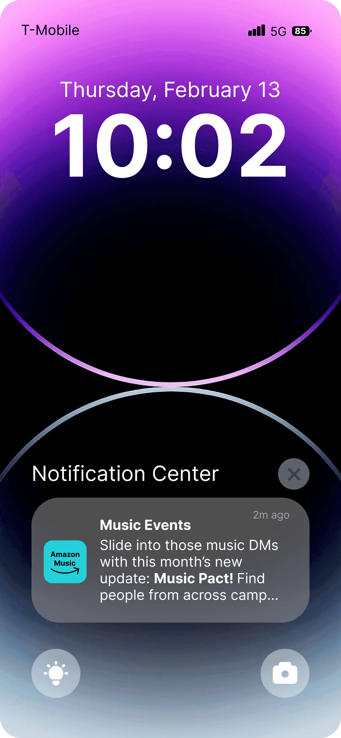 Lock screen notification inviting users to this month's Music Pact