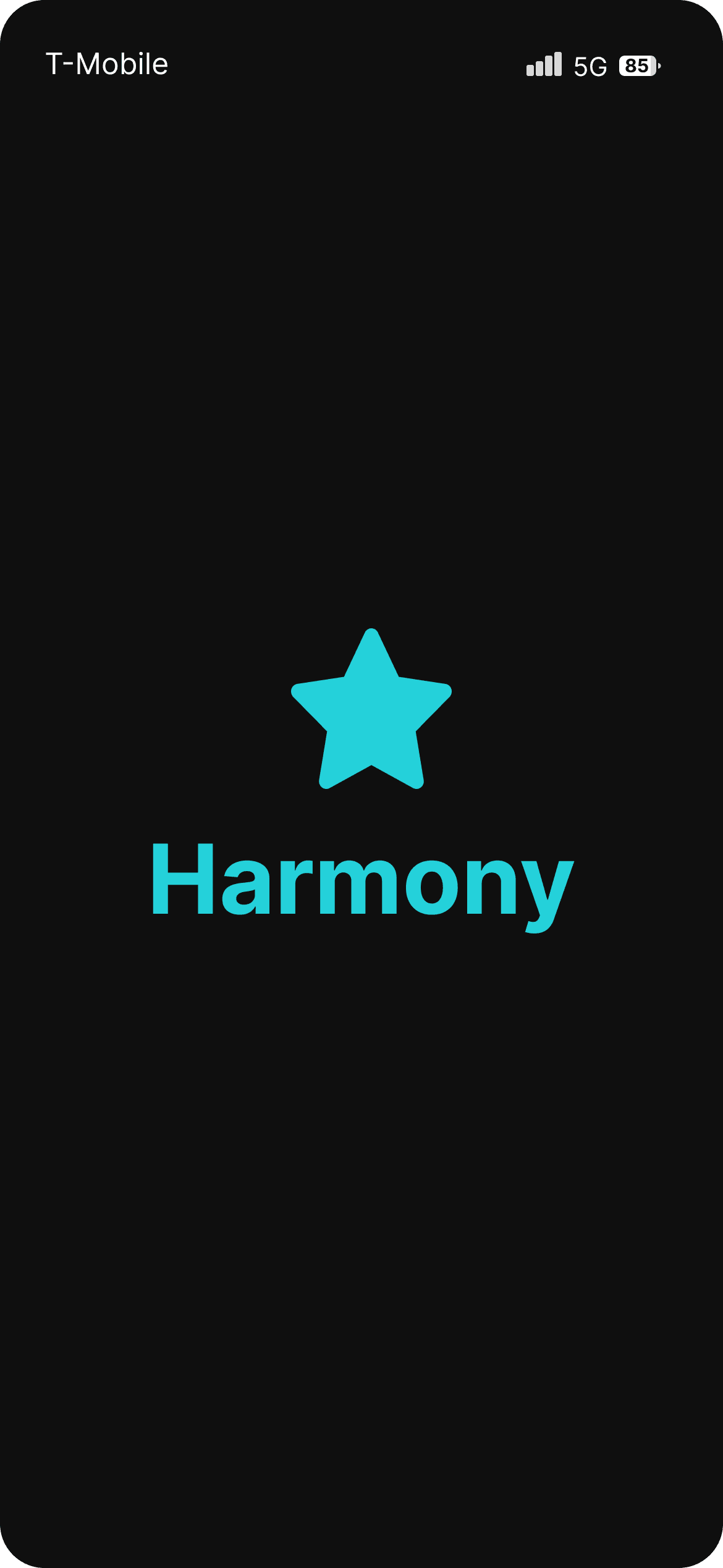 The Harmony splash screen
