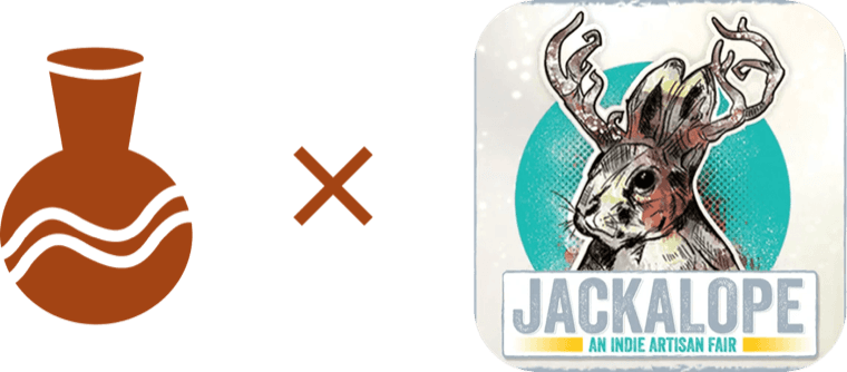 The Plaza vase mark beside the Jackalope Indie Artisan Fair logo