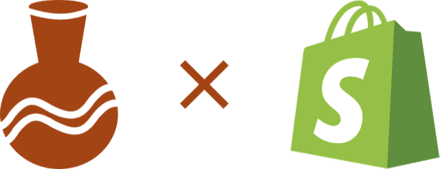 The Plaza vase mark beside the Shopify logo