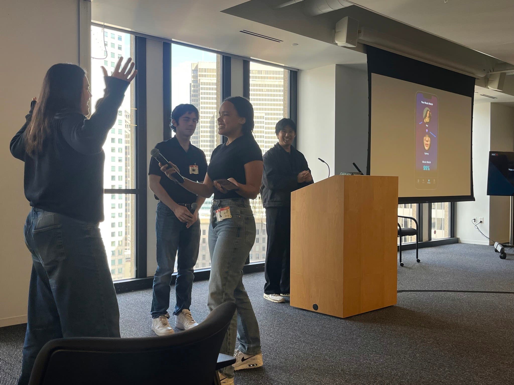 Our team presenting the final design to Amazon Music